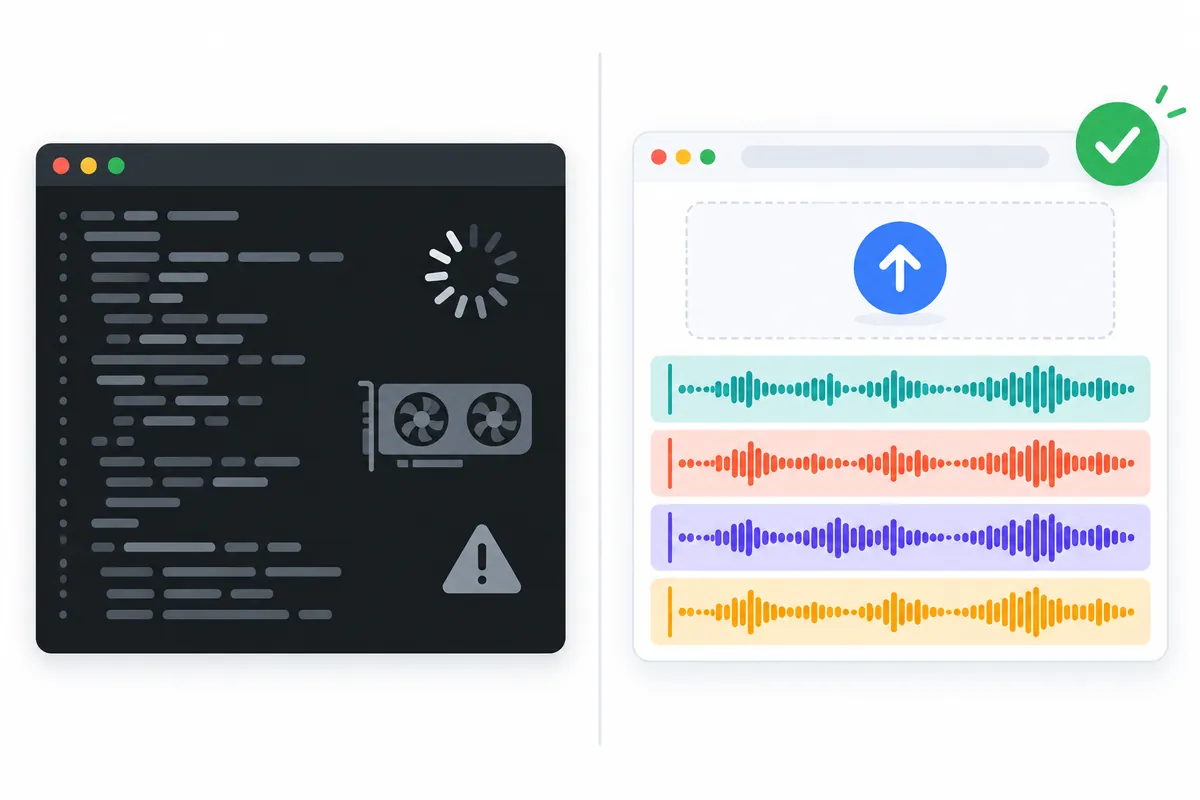 Demucs GitHub command line compared with the Demucs Online GUI