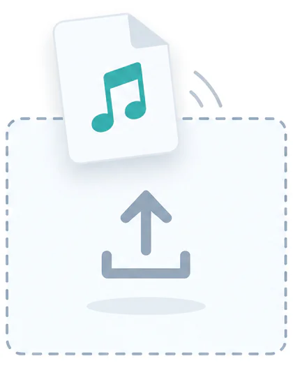 Eine Musikdatei wird in das Upload-Feld von Demucs Online gezogen